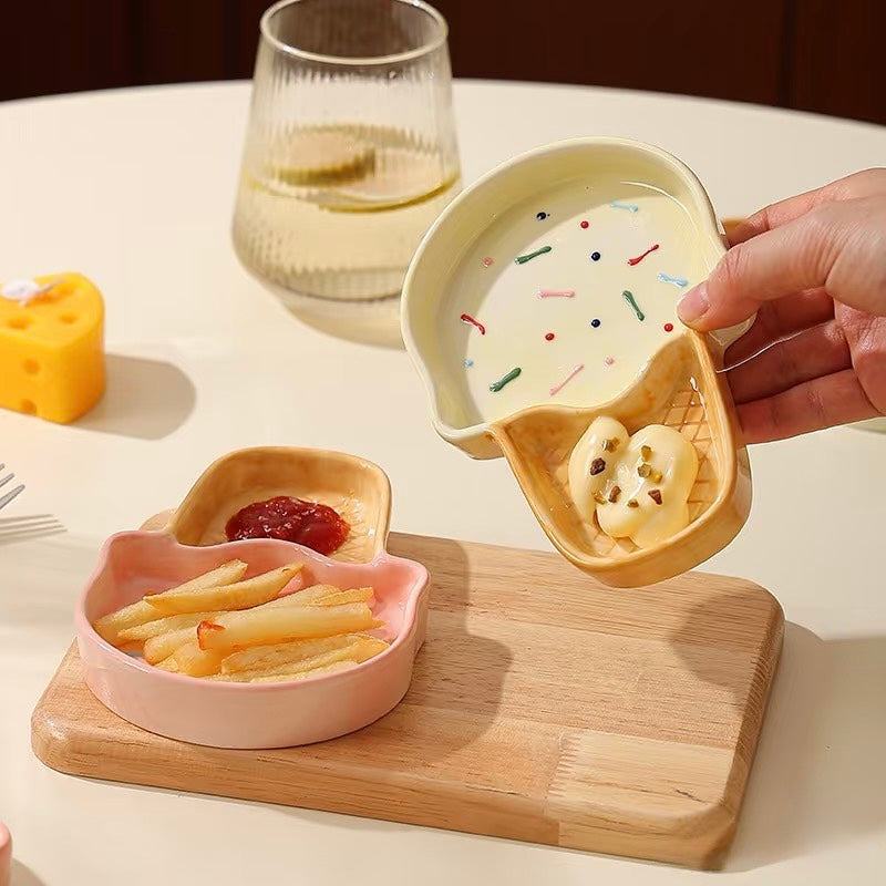 好宅現貨 🏠 冰淇淋 櫻桃 調味碟 醬油碟 小碟 陶瓷碟 碟子 調味料碟 沾料碟 釉下彩碟子 甜點盤 小盤子 分隔醬料碟