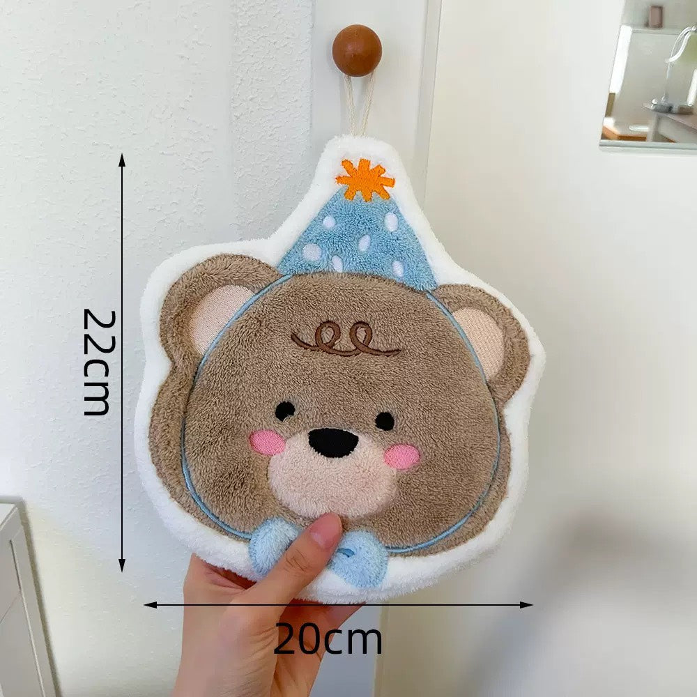 好宅現貨 ⚡ 派對動物 ins 擦手巾 掛式吸水加厚毛巾 擦手帕 洗手小方巾 貓貓 狗狗 熊熊 可愛廚房小物