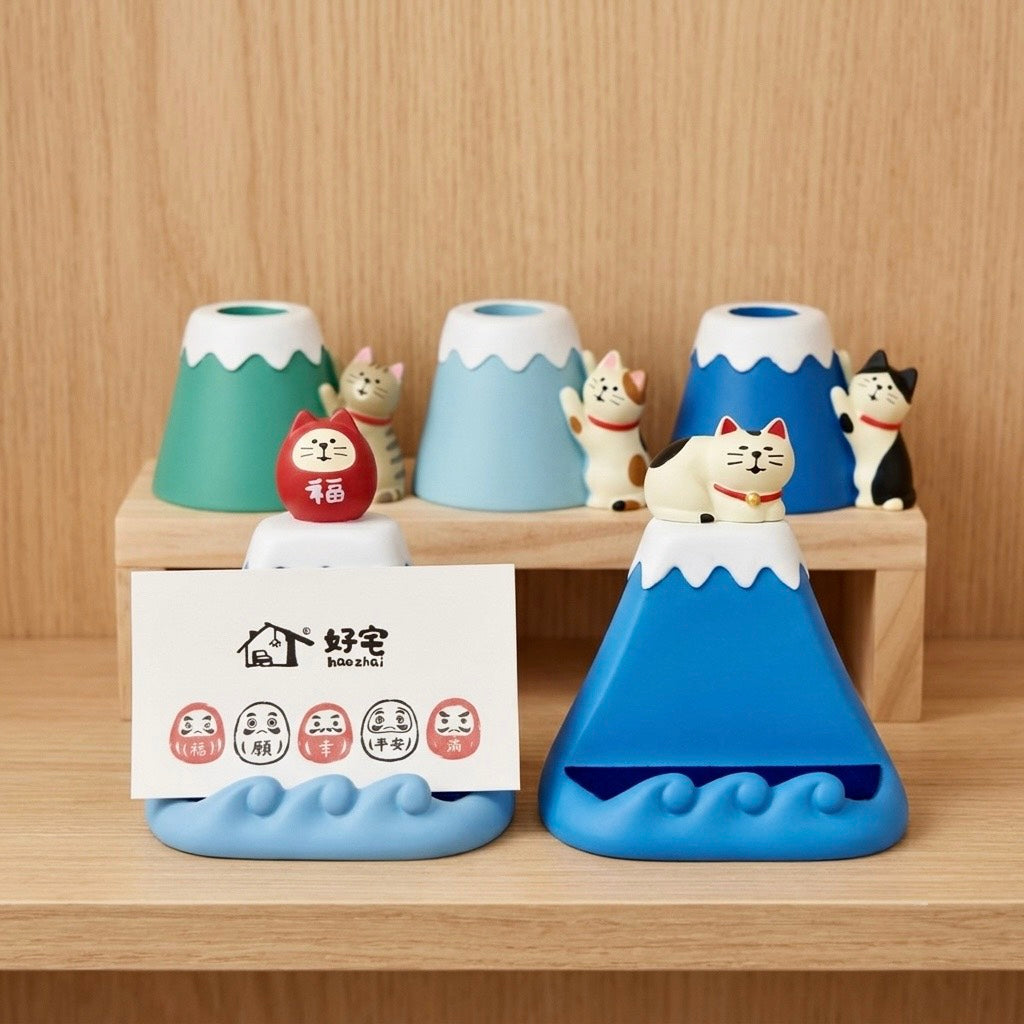 好宅現貨⚡ Zakka 貓 筆筒 手機支架 名片架 達摩貓 招財小物 裝飾品 玄關裝飾 喬遷新居 禮品 入厝禮 生日禮物 招財小物