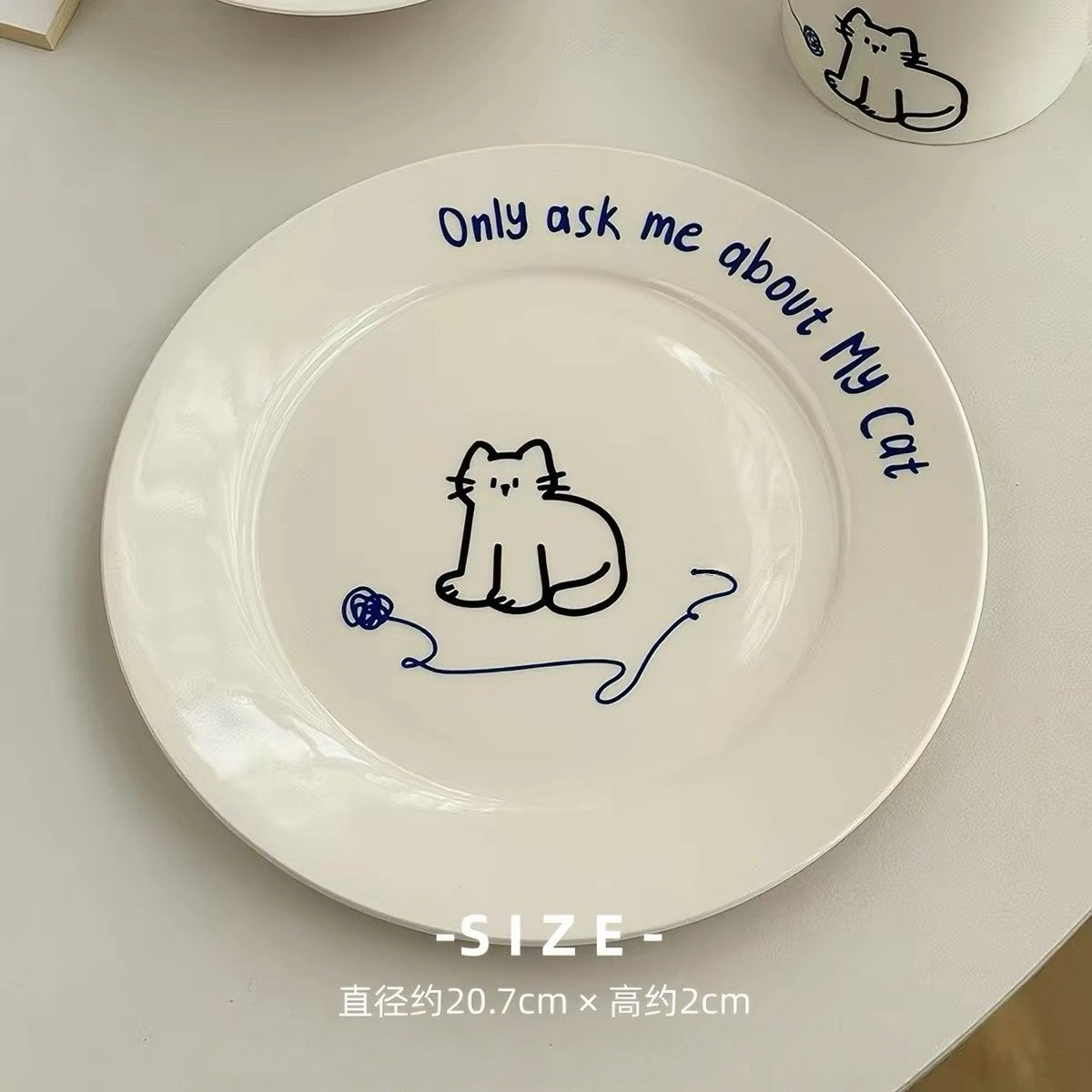現貨秒發 ⚡ 韓國 ins 線條貓貓 狗狗 盤子 馬克杯 飛碟碗 盤 優格碗 甜品碗 餐具 拍照道具 水杯 飲料杯 陶瓷杯 陶瓷盤