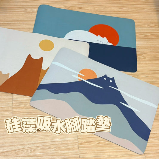 好宅現貨 ⚡ 富士貓貓 硅藻吸水地墊 浴室地墊 硅藻泥 廁所墊 防滑吸水腳墊 門墊 腳踏墊