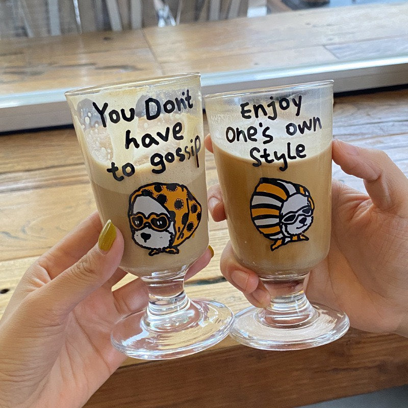 好宅選品 🏠 復古風 高腳杯 小花 碎花 頭巾小狗 帽衫小狗 浪漫 牛奶杯 飲料杯