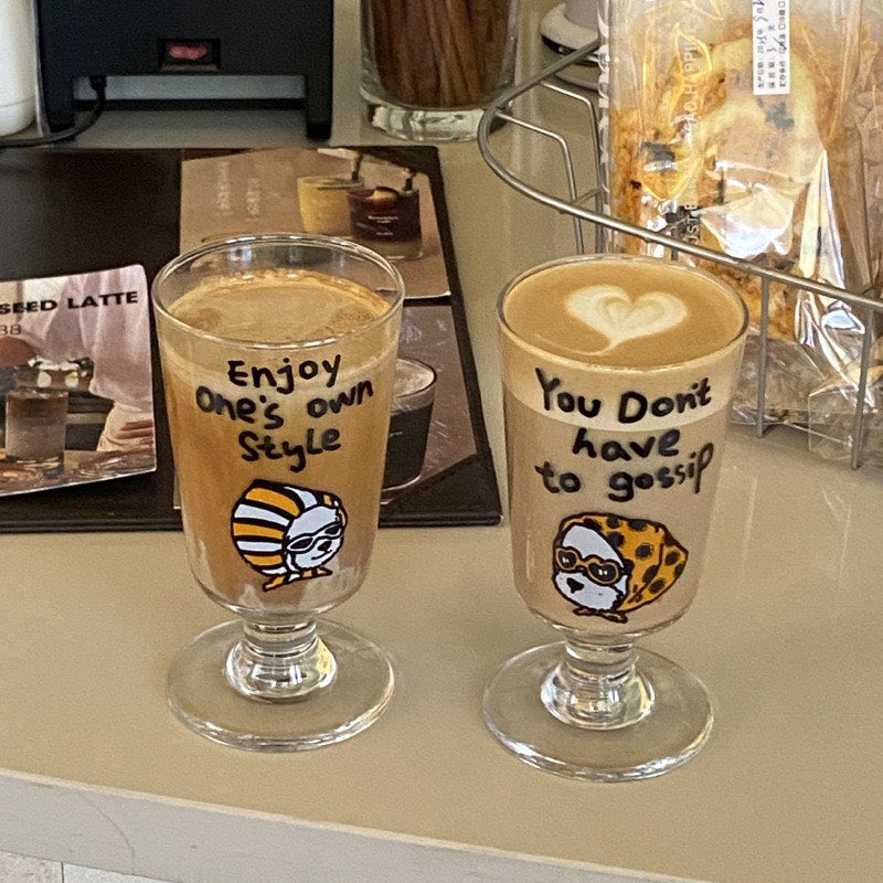 好宅選品 🏠 復古風 高腳杯 小花 碎花 頭巾小狗 帽衫小狗 浪漫 牛奶杯 飲料杯