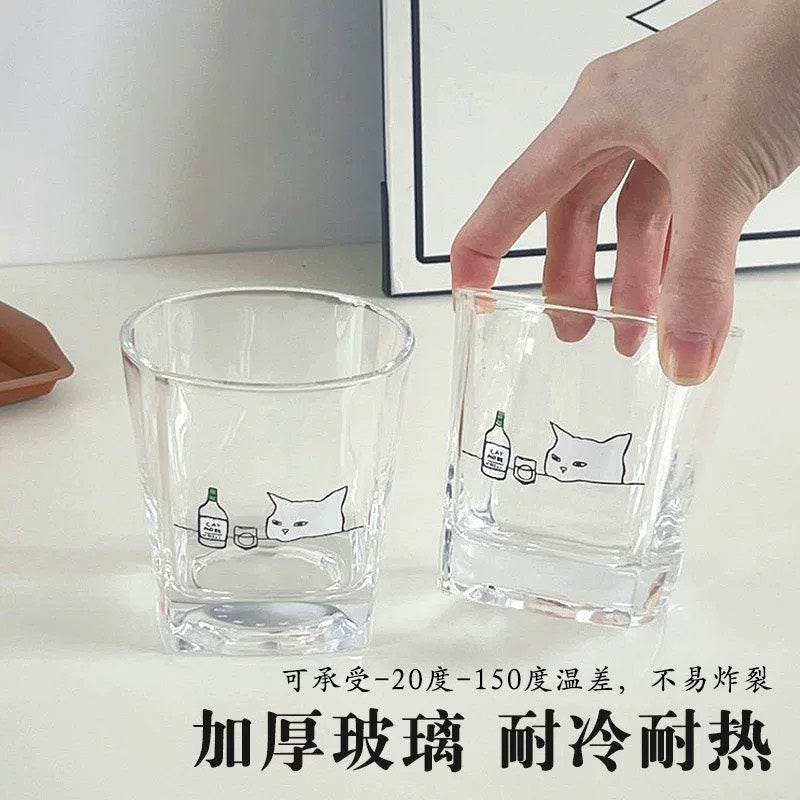 好宅選品 🏠 韓式 小貓 小狗 玻璃 啤酒杯 高腳杯 耐熱 可愛