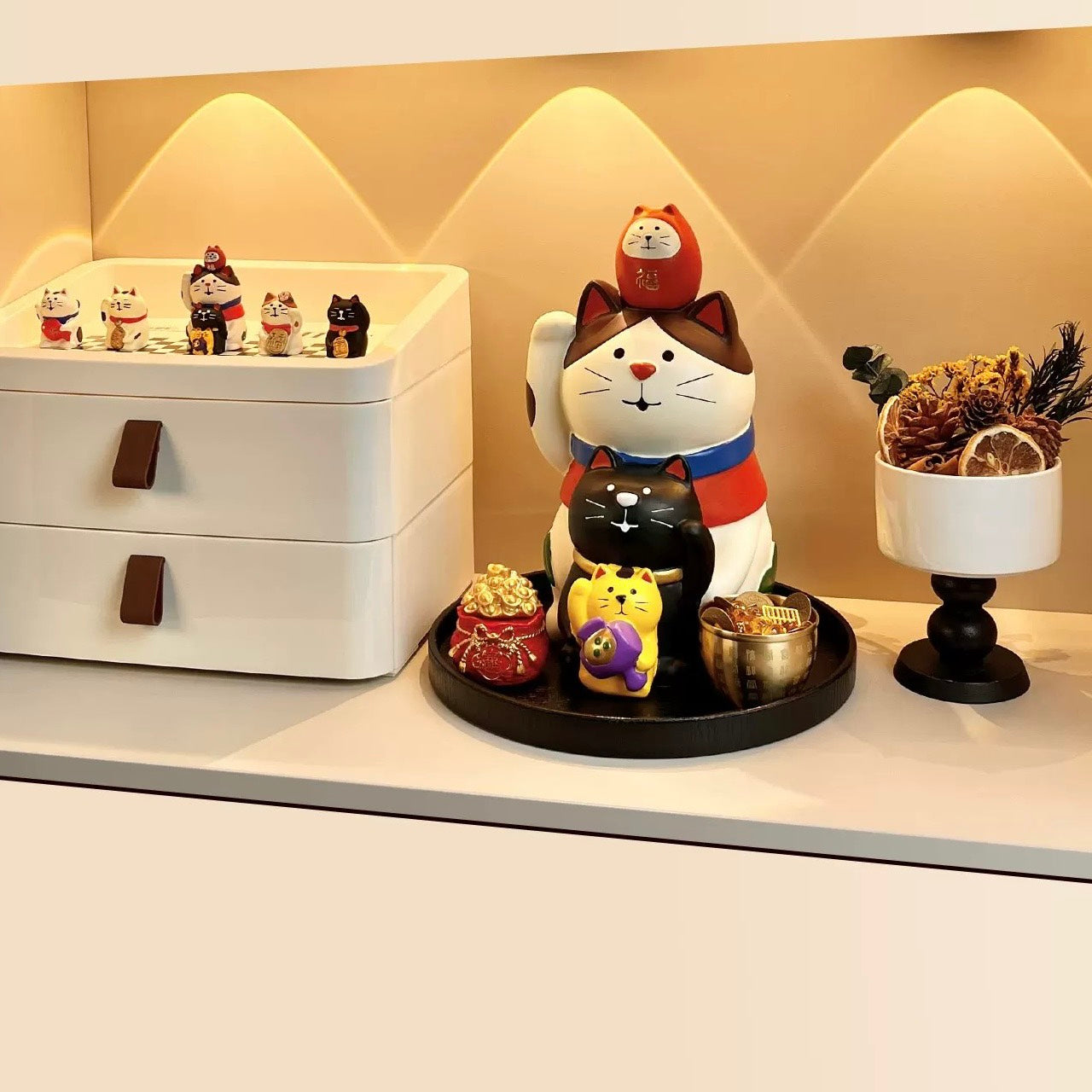 好宅選品 🏠 招財貓 擺件 客廳桌面 裝飾品 家居 玄關裝飾 喬遷新居 禮品 組合