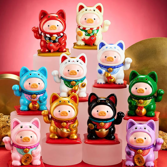 快速預購✅ LULU豬 罐頭豬 一招喵計 招財貓 新年 招財 擺件 擺動 盲盒 確認款 鴻福喵計