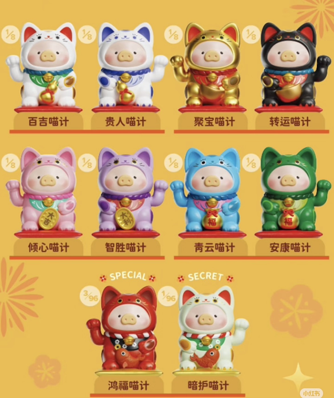 快速預購✅ LULU豬 一招喵計 確認款 罐頭豬 52toys 招財貓 招財 擺件 盲盒 鴻福喵計 毛絨搪膠掛件