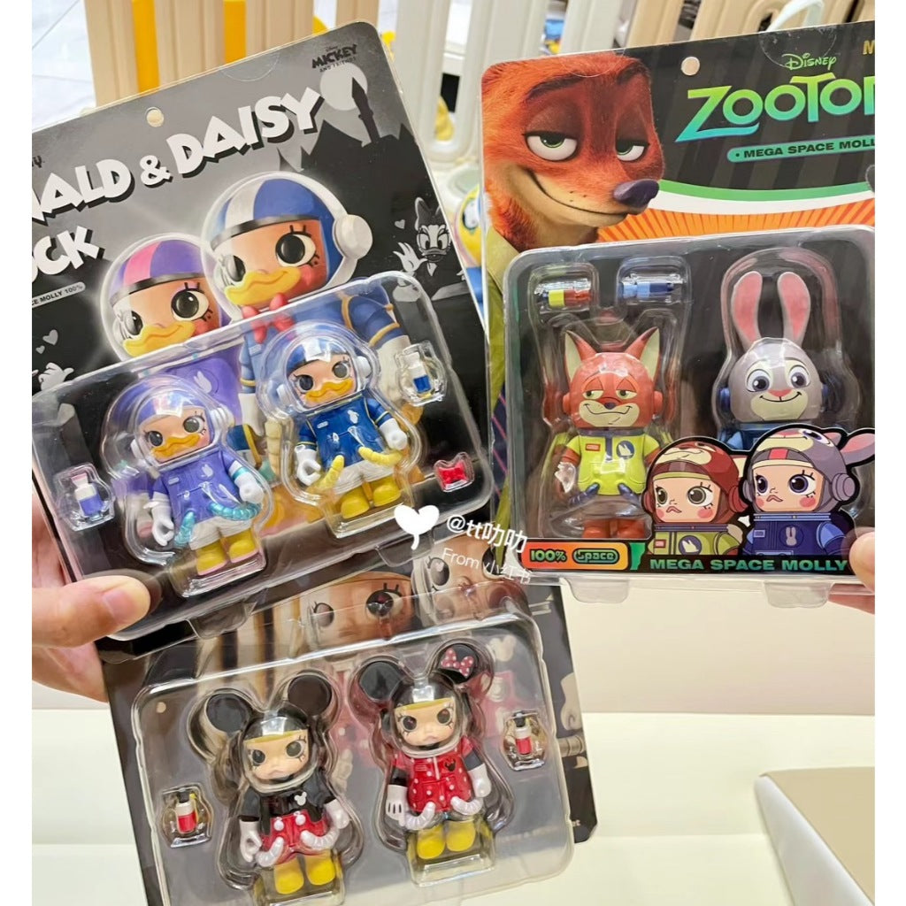 快速預購 ✅ Molly 100% 吊卡 米奇米妮 星河動力航天 唐老鴨 瘋狂動物城 泡泡瑪特 宇航員 公仔 動物方城市