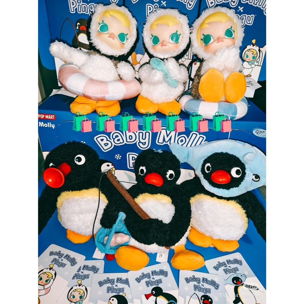 快速預購 🔥 Baby Molly × PINGU 快樂垂釣 搪膠掛件 毛絨娃娃 掛飾 企鵝 茉莉 公仔 盲盒 確認款