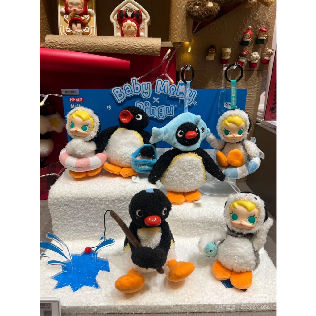 快速預購 🔥 Baby Molly × PINGU 快樂垂釣 搪膠掛件 毛絨娃娃 掛飾 企鵝 茉莉 公仔 盲盒 確認款