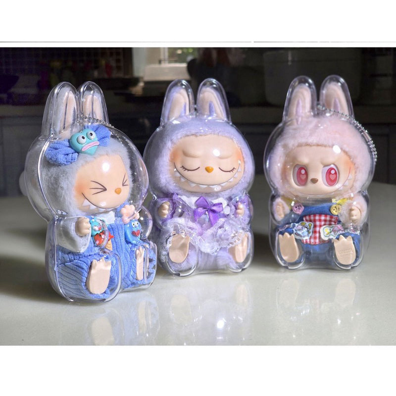 台灣現貨 ✅ Labubu 坐坐派對 保護殼 掛件 收納殼 確認款 甜滋滋 眼巴巴 毛絨掛件 娃娃吊飾 公仔 泡泡瑪特