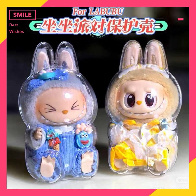 台灣現貨 ✅ Labubu 坐坐派對 保護殼 掛件 收納殼 確認款 甜滋滋 眼巴巴 毛絨掛件 娃娃吊飾 公仔 泡泡瑪特